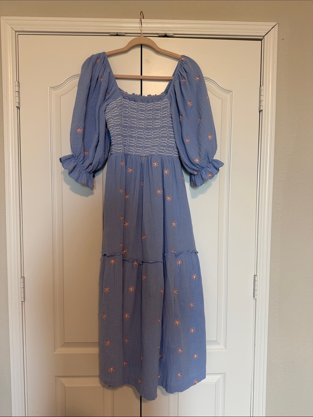 Amazon Smocked Midi Dress with Puff Sleeves